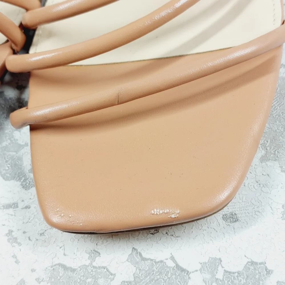 NEW Nine West Getcha 3 Faux Leather Slip On Heeled Sandals X428